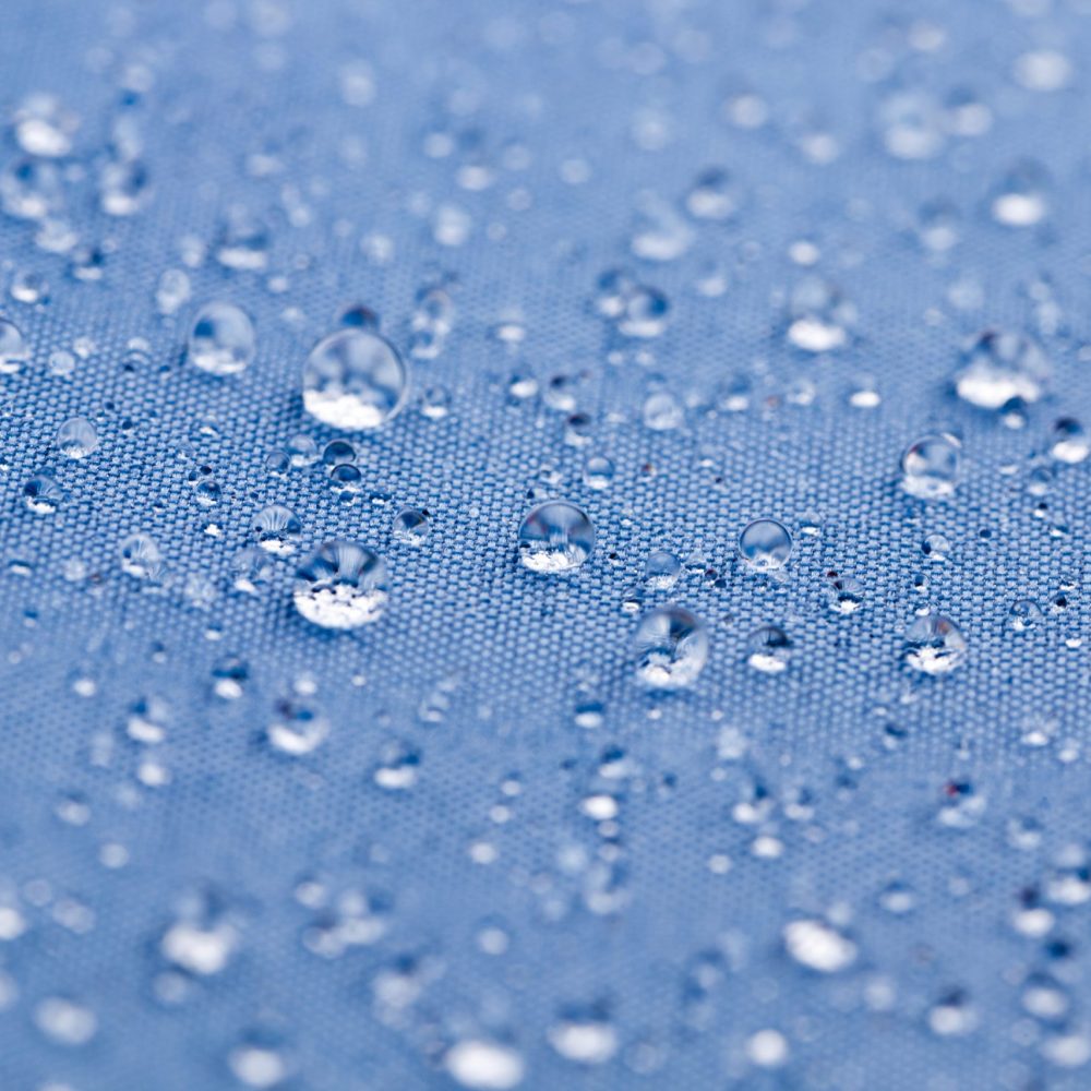 blue materials with water droplets that are water repellent rainwater, used to make umbrellas and other products